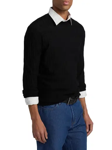 Emporio Armani Men's Diamond Virgin Wool Sweater - Black - Size XXL | Thumbnail 4 Emporio Armani Men's Diamond Virgin Wool Sweater - Black - Size XXL | Thumbnail 4