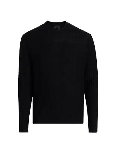 Emporio Armani Men's Diamond Virgin Wool Sweater - Black - Size XXL | Thumbnail 1 Emporio Armani Men's Diamond Virgin Wool Sweater - Black - Size XXL | Thumbnail 1