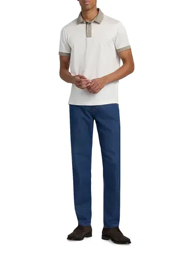 Emporio Armani Men's Contrast-Tipped Jersey Polo Shirt - White Dove | Thumbnail 2 Emporio Armani Men's Contrast-Tipped Jersey Polo Shirt - White Dove | Thumbnail 2