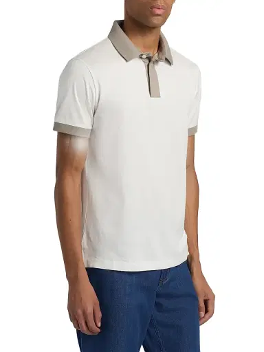 Emporio Armani Men's Contrast-Tipped Jersey Polo Shirt - White Dove | Thumbnail 4 Emporio Armani Men's Contrast-Tipped Jersey Polo Shirt - White Dove | Thumbnail 4