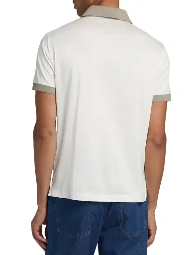 Emporio Armani Men's Contrast-Tipped Jersey Polo Shirt - White Dove | Thumbnail 5 Emporio Armani Men's Contrast-Tipped Jersey Polo Shirt - White Dove | Thumbnail 5