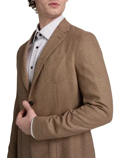 Emporio Armani Men's Textured Wool Jacket - Brown - Size 46 | Thumbnail 6 Emporio Armani Men's Textured Wool Jacket - Brown - Size 46 | Thumbnail 6
