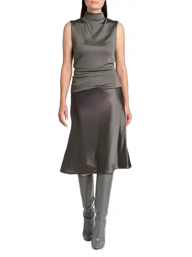 Giorgio Armani Women's Ruched Mock Turtleneck Midi-Dress | Thumbnail 3 Giorgio Armani Women's Ruched Mock Turtleneck Midi-Dress | Thumbnail 3