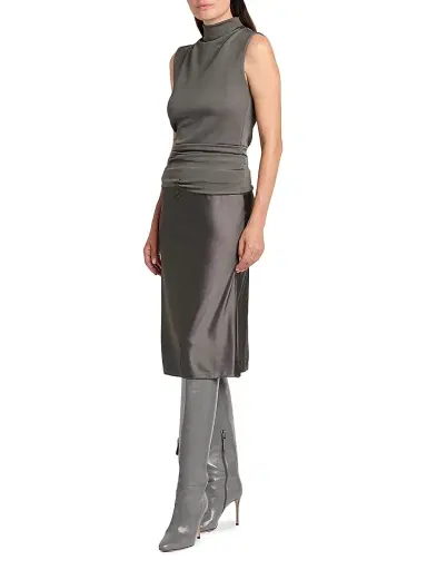Giorgio Armani Women's Ruched Mock Turtleneck Midi-Dress | Thumbnail 4 Giorgio Armani Women's Ruched Mock Turtleneck Midi-Dress | Thumbnail 4