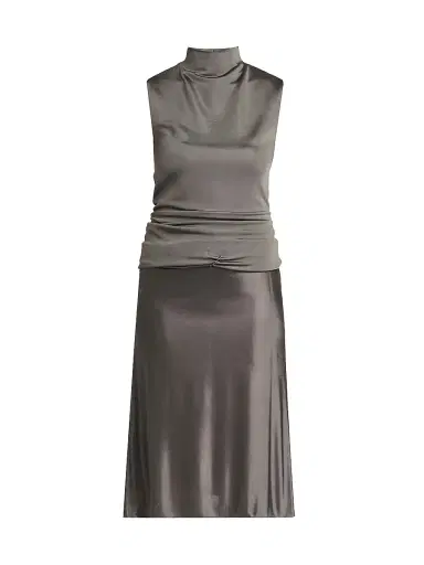 Giorgio Armani Women's Ruched Mock Turtleneck Midi-Dress | Thumbnail 1 Giorgio Armani Women's Ruched Mock Turtleneck Midi-Dress | Thumbnail 1
