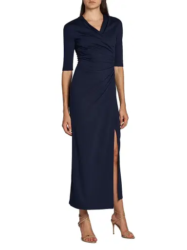 Giorgio Armani Women's Ruched Midi-Dress - Blue - Size 4 | Thumbnail 4 Giorgio Armani Women's Ruched Midi-Dress - Blue - Size 4 | Thumbnail 4