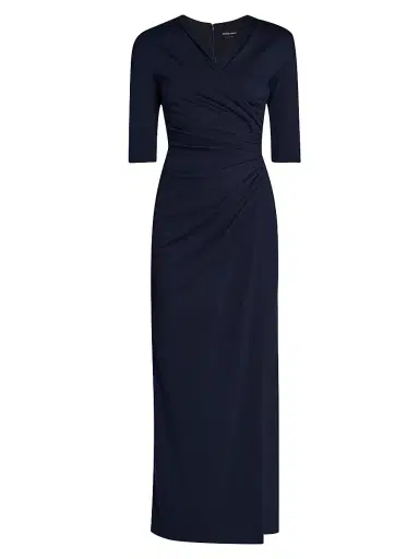 Giorgio Armani Women's Ruched Midi-Dress - Blue - Size 4 | Thumbnail 1 Giorgio Armani Women's Ruched Midi-Dress - Blue - Size 4 | Thumbnail 1
