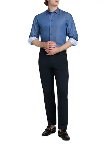 Emporio Armani Men's Contrast Collar & Cuff Cotton Sport Shirt - Blue - Size XXL | Thumbnail 2 Emporio Armani Men's Contrast Collar & Cuff Cotton Sport Shirt - Blue - Size XXL | Thumbnail 2