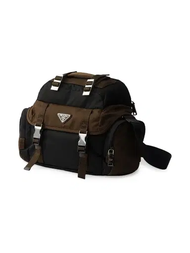 Prada Men's Re-Nylon and Leather Shoulder Bag - Black | Thumbnail 2 Prada Men's Re-Nylon and Leather Shoulder Bag - Black | Thumbnail 2