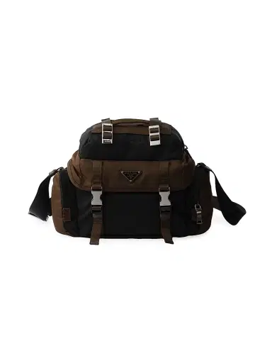 Prada Men's Re-Nylon and Leather Shoulder Bag - Black | Thumbnail 1 Prada Men's Re-Nylon and Leather Shoulder Bag - Black | Thumbnail 1