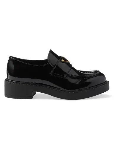 Prada Women's Chocolate Patent Leather Loafers - White | Thumbnail 7 Prada Women's Chocolate Patent Leather Loafers - White | Thumbnail 7