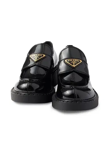 Prada Women's Chocolate Patent Leather Loafers - White | Thumbnail 8 Prada Women's Chocolate Patent Leather Loafers - White | Thumbnail 8