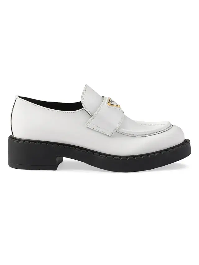 Women's Chocolate Patent Leather Loafers - White Women's Chocolate Patent Leather Loafers - White