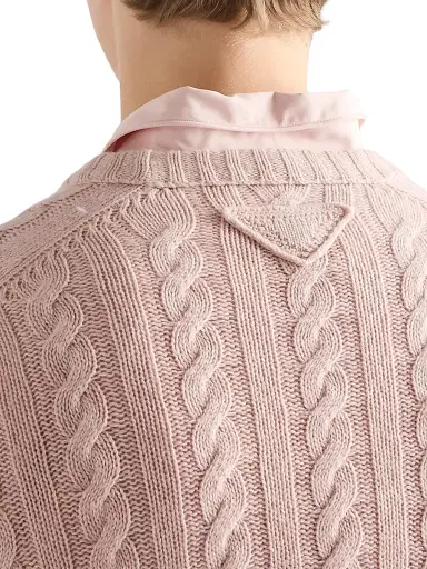 Prada Men's Wool and Cashmere Crewneck Sweater - Pink | Thumbnail 5 Prada Men's Wool and Cashmere Crewneck Sweater - Pink | Thumbnail 5
