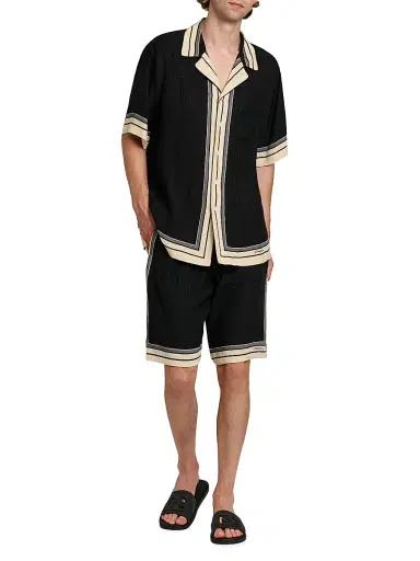 Dolce & Gabbana Men's Riga Striped Silk Camp Shirt - Righe Nero | Thumbnail 2 Dolce & Gabbana Men's Riga Striped Silk Camp Shirt - Righe Nero | Thumbnail 2