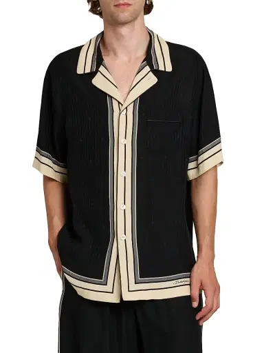 Dolce & Gabbana Men's Riga Striped Silk Camp Shirt - Righe Nero | Thumbnail 3 Dolce & Gabbana Men's Riga Striped Silk Camp Shirt - Righe Nero | Thumbnail 3