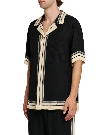 Dolce & Gabbana Men's Riga Striped Silk Camp Shirt - Righe Nero | Thumbnail 4 Dolce & Gabbana Men's Riga Striped Silk Camp Shirt - Righe Nero | Thumbnail 4