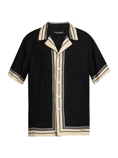 Dolce & Gabbana Men's Riga Striped Silk Camp Shirt - Righe Nero | Thumbnail 1 Dolce & Gabbana Men's Riga Striped Silk Camp Shirt - Righe Nero | Thumbnail 1