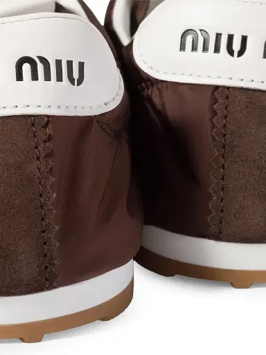 Miu Miu Women's Plume Technical Fabric and Suede Sneakers - Brown | Thumbnail 3 Miu Miu Women's Plume Technical Fabric and Suede Sneakers - Brown | Thumbnail 3