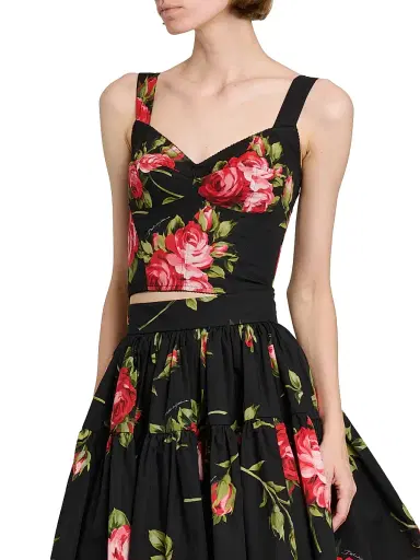 Dolce & Gabbana Women's Rose Cotton-Blend Crop Top | Thumbnail 4 Dolce & Gabbana Women's Rose Cotton-Blend Crop Top | Thumbnail 4