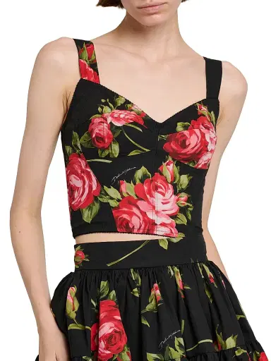 Dolce & Gabbana Women's Rose Cotton-Blend Crop Top | Thumbnail 6 Dolce & Gabbana Women's Rose Cotton-Blend Crop Top | Thumbnail 6