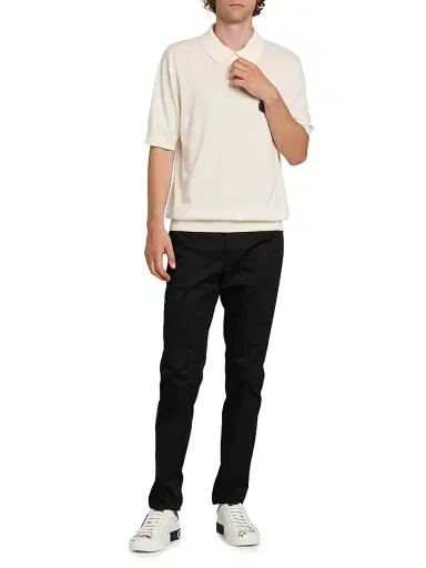 Dolce & Gabbana Men's Logo-Patch Cotton Polo Shirt - Bianco | Thumbnail 2 Dolce & Gabbana Men's Logo-Patch Cotton Polo Shirt - Bianco | Thumbnail 2