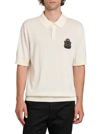 Dolce & Gabbana Men's Logo-Patch Cotton Polo Shirt - Bianco | Thumbnail 3 Dolce & Gabbana Men's Logo-Patch Cotton Polo Shirt - Bianco | Thumbnail 3