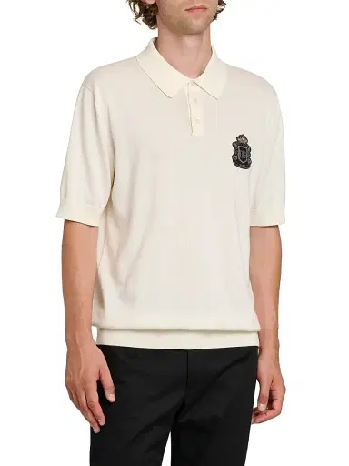 Dolce & Gabbana Men's Logo-Patch Cotton Polo Shirt - Bianco | Thumbnail 4 Dolce & Gabbana Men's Logo-Patch Cotton Polo Shirt - Bianco | Thumbnail 4