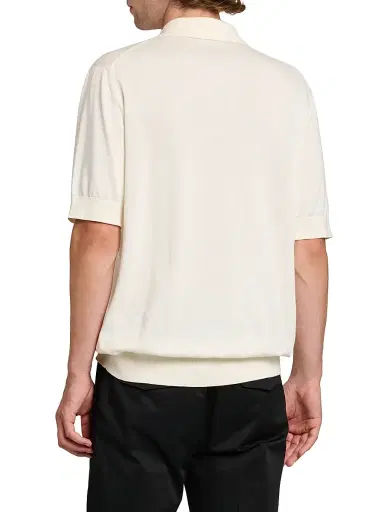 Dolce & Gabbana Men's Logo-Patch Cotton Polo Shirt - Bianco | Thumbnail 5 Dolce & Gabbana Men's Logo-Patch Cotton Polo Shirt - Bianco | Thumbnail 5