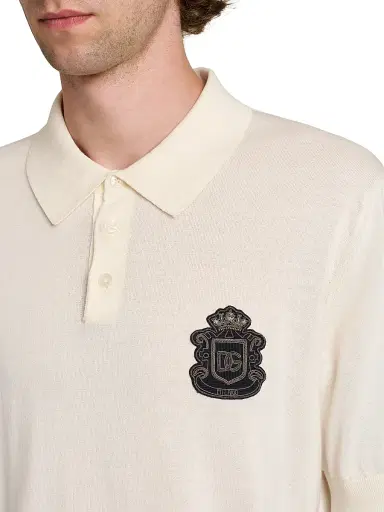Dolce & Gabbana Men's Logo-Patch Cotton Polo Shirt - Bianco | Thumbnail 6 Dolce & Gabbana Men's Logo-Patch Cotton Polo Shirt - Bianco | Thumbnail 6