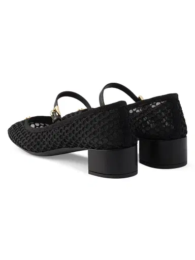 Prada Women's Low Heel Mesh Fabric Ballerinas - Black | Thumbnail 3 Prada Women's Low Heel Mesh Fabric Ballerinas - Black | Thumbnail 3