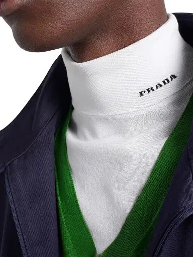 Prada Men's Cotton Turtleneck Sweater - White | Thumbnail 4 Prada Men's Cotton Turtleneck Sweater - White | Thumbnail 4