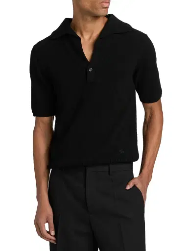 Dolce & Gabbana Men's Knit Short-Sleeve Polo Shirt - Nero | Thumbnail 3 Dolce & Gabbana Men's Knit Short-Sleeve Polo Shirt - Nero | Thumbnail 3