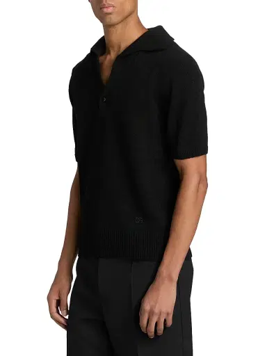 Dolce & Gabbana Men's Knit Short-Sleeve Polo Shirt - Nero | Thumbnail 4 Dolce & Gabbana Men's Knit Short-Sleeve Polo Shirt - Nero | Thumbnail 4