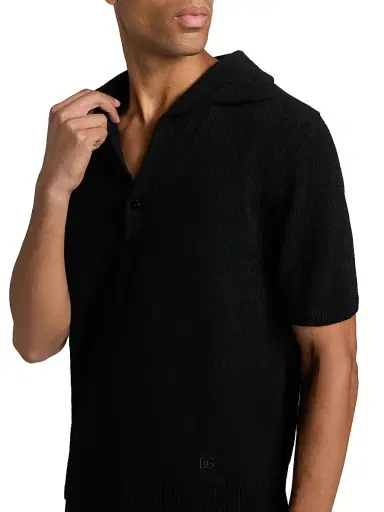 Dolce & Gabbana Men's Knit Short-Sleeve Polo Shirt - Nero | Thumbnail 6 Dolce & Gabbana Men's Knit Short-Sleeve Polo Shirt - Nero | Thumbnail 6