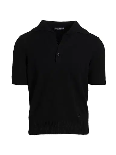 Dolce & Gabbana Men's Knit Short-Sleeve Polo Shirt - Nero | Thumbnail 1 Dolce & Gabbana Men's Knit Short-Sleeve Polo Shirt - Nero | Thumbnail 1
