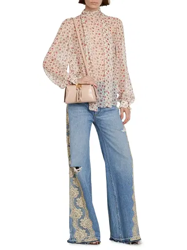 Dolce & Gabbana Women's Sheer Floral Silk-Blend Blouse | Thumbnail 2 Dolce & Gabbana Women's Sheer Floral Silk-Blend Blouse | Thumbnail 2
