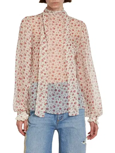 Dolce & Gabbana Women's Sheer Floral Silk-Blend Blouse | Thumbnail 3 Dolce & Gabbana Women's Sheer Floral Silk-Blend Blouse | Thumbnail 3