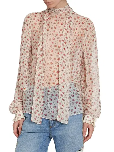 Dolce & Gabbana Women's Sheer Floral Silk-Blend Blouse | Thumbnail 4 Dolce & Gabbana Women's Sheer Floral Silk-Blend Blouse | Thumbnail 4