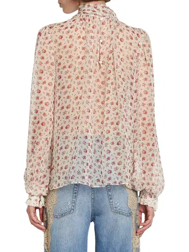 Dolce & Gabbana Women's Sheer Floral Silk-Blend Blouse | Thumbnail 5 Dolce & Gabbana Women's Sheer Floral Silk-Blend Blouse | Thumbnail 5