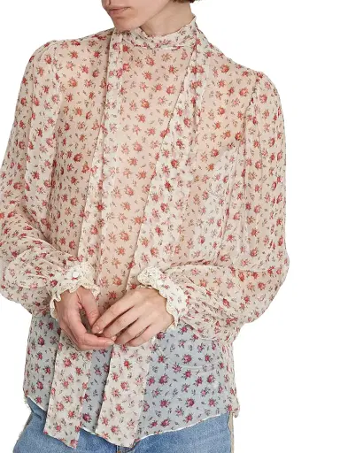 Dolce & Gabbana Women's Sheer Floral Silk-Blend Blouse | Thumbnail 6 Dolce & Gabbana Women's Sheer Floral Silk-Blend Blouse | Thumbnail 6