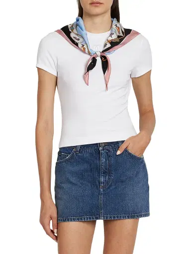 Dolce & Gabbana Women's Scarf Stretch-Cotton T-Shirt - Bianco Ottico | Thumbnail 3 Dolce & Gabbana Women's Scarf Stretch-Cotton T-Shirt - Bianco Ottico | Thumbnail 3