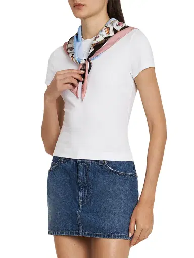 Dolce & Gabbana Women's Scarf Stretch-Cotton T-Shirt - Bianco Ottico | Thumbnail 4 Dolce & Gabbana Women's Scarf Stretch-Cotton T-Shirt - Bianco Ottico | Thumbnail 4
