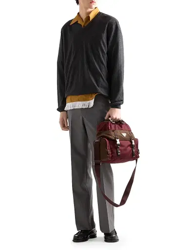 Prada Men's Cotton Blend Fringed Bowling Shirt - Red | Thumbnail 11 Prada Men's Cotton Blend Fringed Bowling Shirt - Red | Thumbnail 11