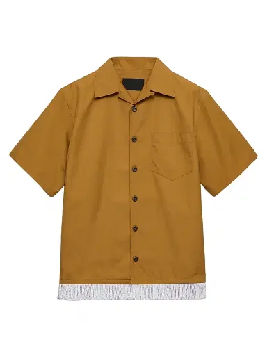 Prada Men's Cotton Blend Fringed Bowling Shirt - Red | Thumbnail 7 Prada Men's Cotton Blend Fringed Bowling Shirt - Red | Thumbnail 7
