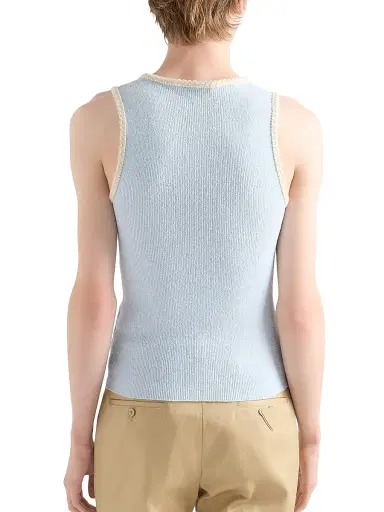 Prada Men's Cotton Blend Tank Top - Blue | Thumbnail 3 Prada Men's Cotton Blend Tank Top - Blue | Thumbnail 3