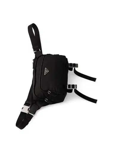 Prada Men's Re-Nylon and Leather Crossbody Bag - Black | Thumbnail 4 Prada Men's Re-Nylon and Leather Crossbody Bag - Black | Thumbnail 4