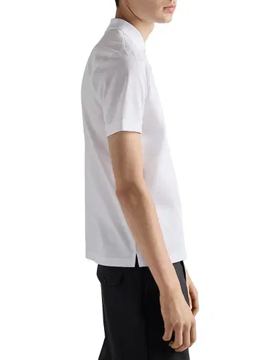 Prada Men's Piqué Polo Shirt - White | Thumbnail 4 Prada Men's Piqué Polo Shirt - White | Thumbnail 4
