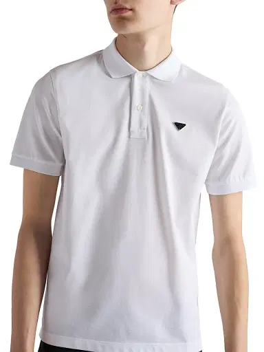 Prada Men's Piqué Polo Shirt - White | Thumbnail 5 Prada Men's Piqué Polo Shirt - White | Thumbnail 5