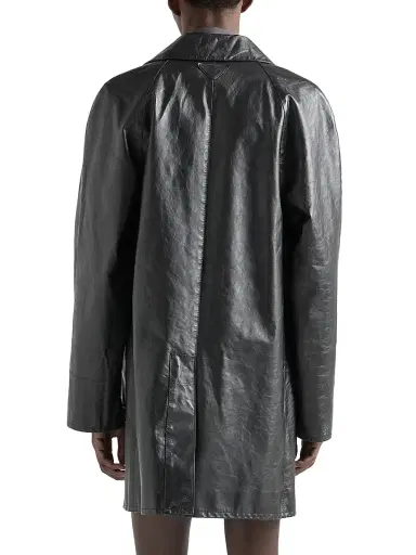 Prada Men's Leather Coat - Black | Thumbnail 4 Prada Men's Leather Coat - Black | Thumbnail 4